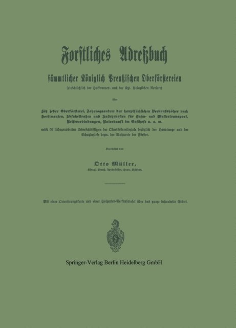 Otto Muller - Forstliches Adreßbuch sämmtlicher Königlich Preußischen Oberförstereien, E-bok