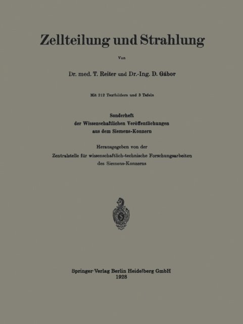 D. Gabor, T. Reiter - Zellteilung und Strahlung, E-bok