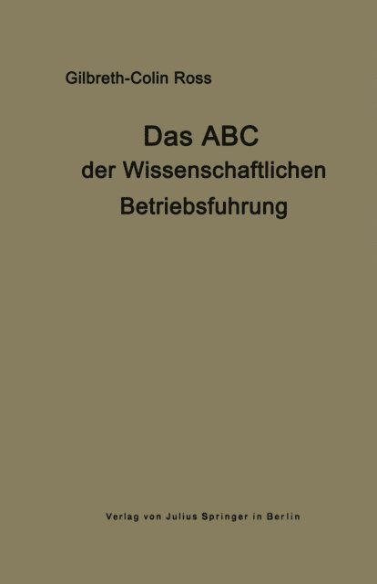 Collin Ross, Frank B. Gilbreth - Das ABC der wissenschaftlichen Betriebsführung, E-bok