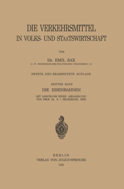 Emil Sax - Die Eisenbahnen, E-bok