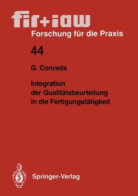 Gerd Conrads - Integration der Qualitätsbeurteilung in die Fertigungstätigkeit, E-bok