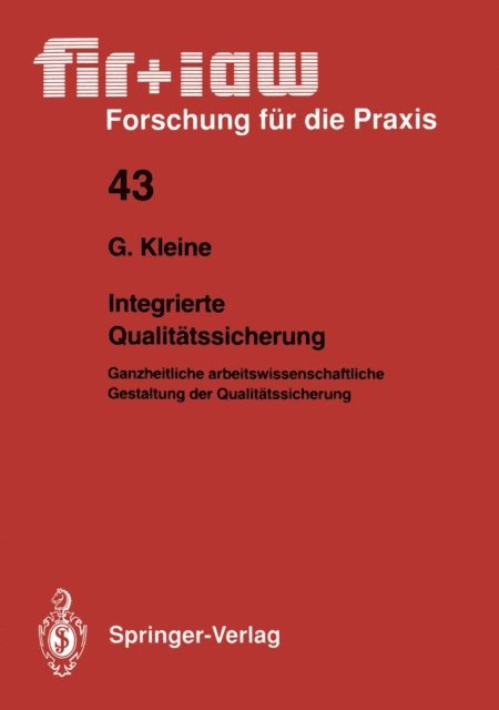 Gotthard Kleine - Integrierte Qualitätssicherung, E-bok
