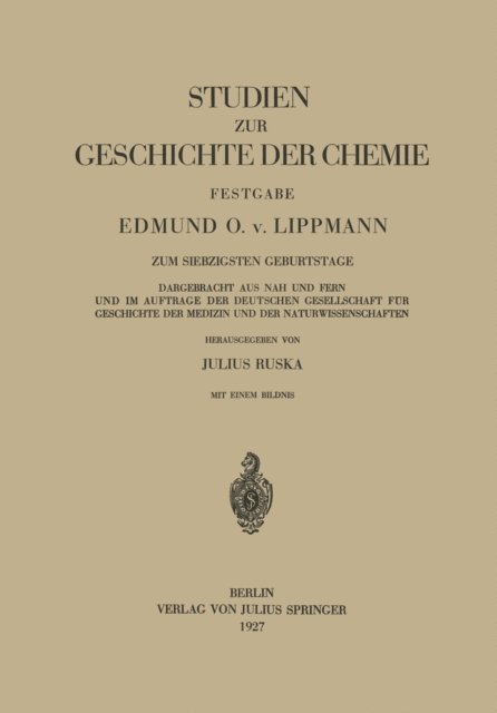 Julius Ruska - Studien zur Geschichte der Chemie Festgabe, E-bok