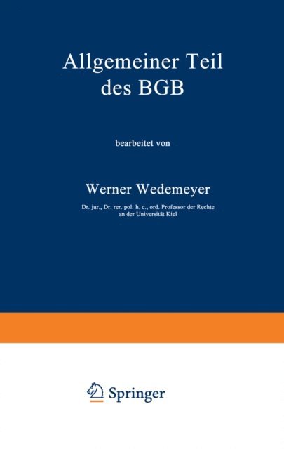 Werner Wedemeyer - Allgemeiner Teil des BGB, E-bok