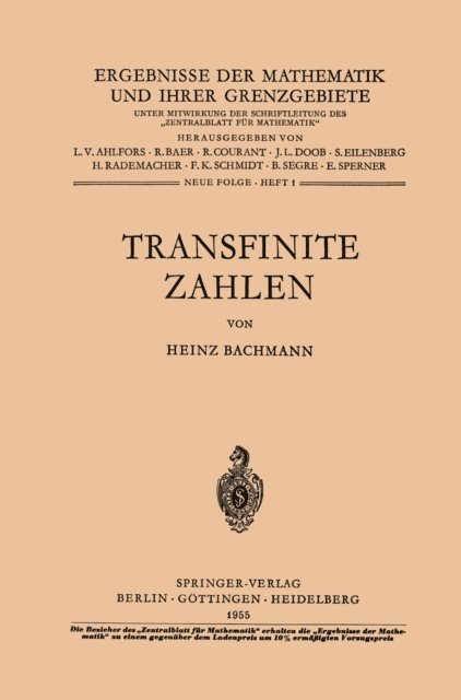 Heinz Bachmann - Transfinite Zahlen, E-bok