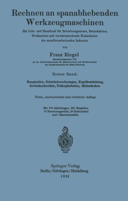 Franz Riegel - Rechnen an spanabhebenden Werkzeugmaschinen, E-bok
