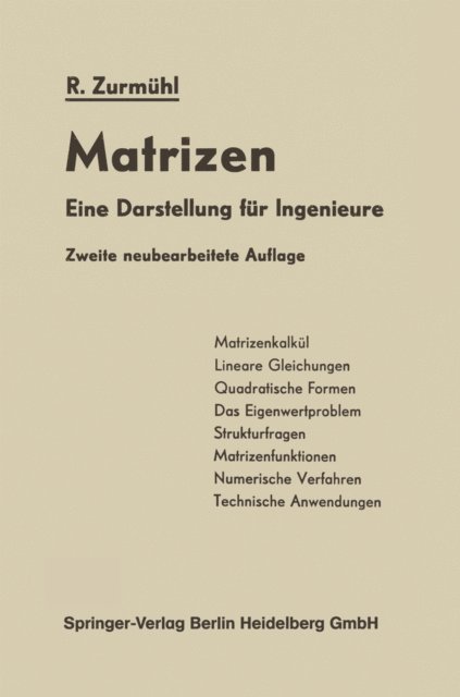 Rudolf Zurmuhl - Matrizen, E-bok