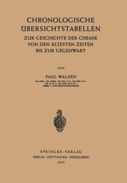P. Walden - Chronologische Übersichtstabellen, E-bok