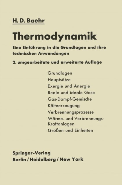 Hans Dieter Baehr - Thermodynamik, E-bok