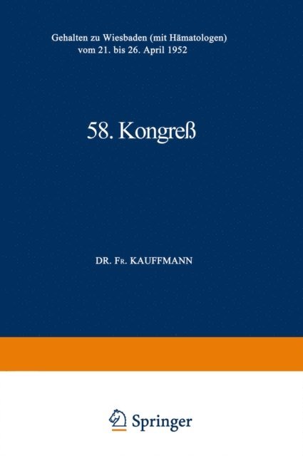 Professor Dr. Fr. Kauffmann - 58. Kongreß, E-bok