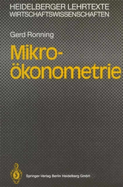 Gerd Ronning - Mikro-ökonometrie, E-bok