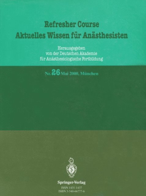 Reinhard Purschke - Refresher Course Aktuelles Wissen für Anästhesisten, E-bok