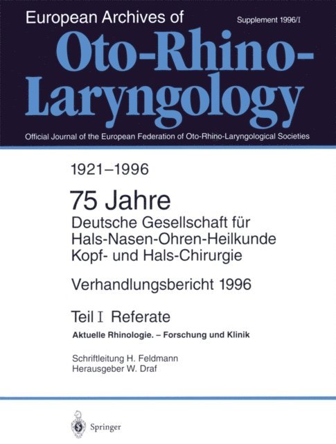 W. Draf - Verhandlungsbericht 1996 der Deutschen Gesellschaft für Hals-Nasen-Ohren-Heilkunde, Kopf- und Hals-Chirurgie, E-bok