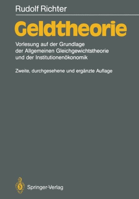 Rudolf Richter - Geldtheorie, E-bok