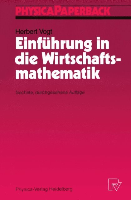 Herbert Vogt - Einführung in die Wirtschaftsmathematik, E-bok