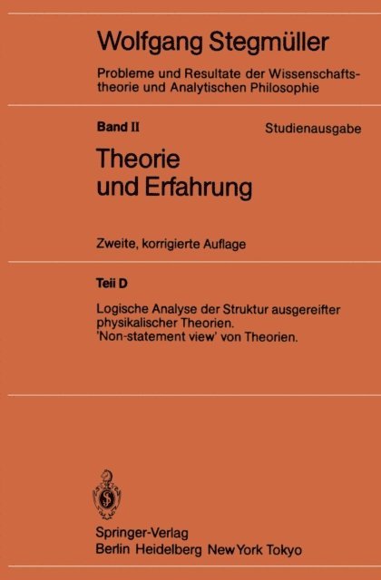 Wolfgang Stegmuller - Logische Analyse der Struktur ausgereifter physikalischer Theorien ‘Non-statement view’ von Theorien, E-bok