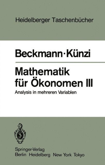 H. P. Kunzi, M. J. Beckmann - Mathematik für Ökonomen III, E-bok