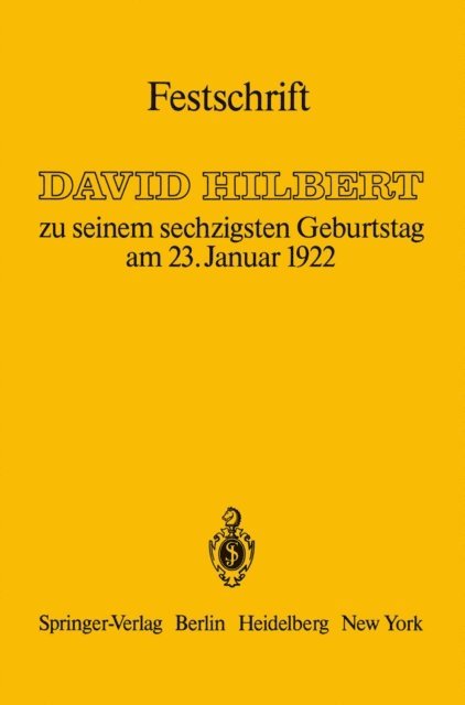 Arthur Schoenflies, Erich Hecke, Richard Hamel, Richard Courant, Otto Blumenthal - Festschrift, E-bok