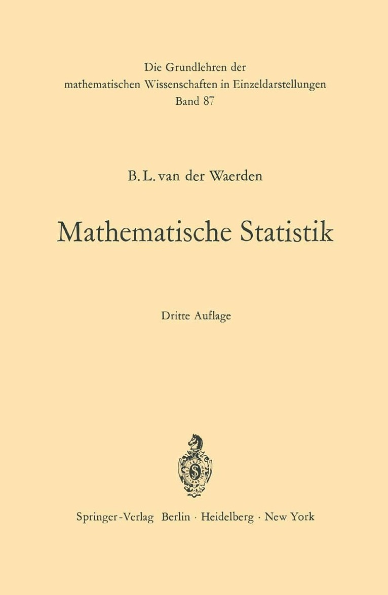 Bartel L. van der Waerden - Mathematische Statistik, Häftad. Tillgänglighet: Lägg i varukorg