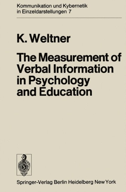 Klaus Weltner - Measurement of Verbal Information in Psychology and Education, E-bok