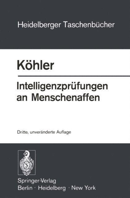 W. Kohler - Intelligenzprüfungen an Menschenaffen, E-bok