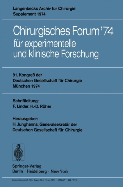 H. Junghanns - Chirurgisches Forum ’74, E-bok