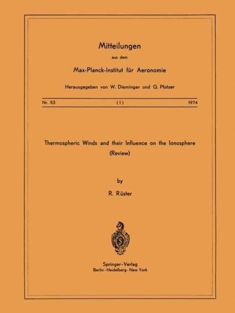 R. Ruster - Thermospheric Winds and Their Influence on the Ionosphere, E-bok