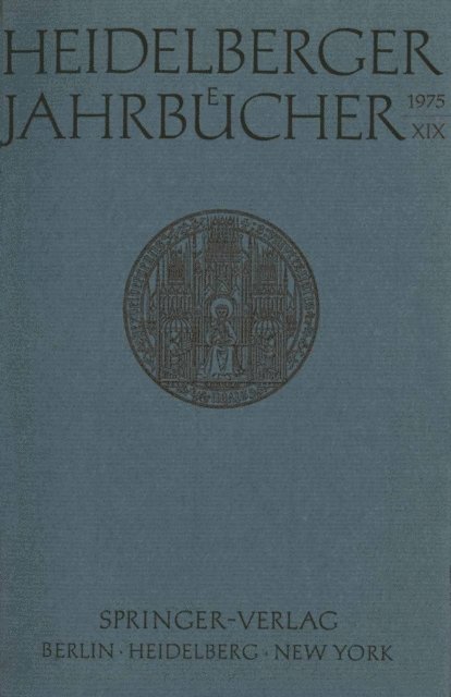 H. Schipperges - Heidelberger Jahrbücher, E-bok