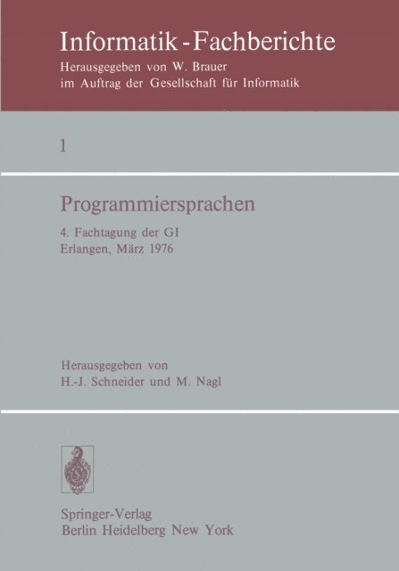 M. Nagl, H.J. Schneider - Programmiersprachen, E-bok
