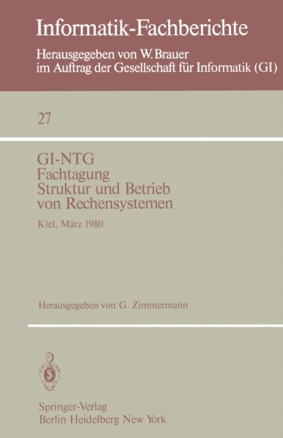 G. Zimmermann - GI-NTG Fachtagung Struktur und Betrieb von Rechensystemen, E-bok