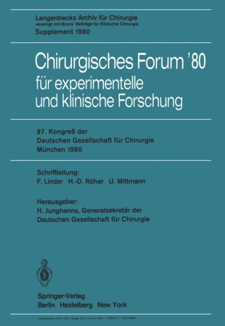 H. Junghanns - Chirurgisches Forum’80, E-bok