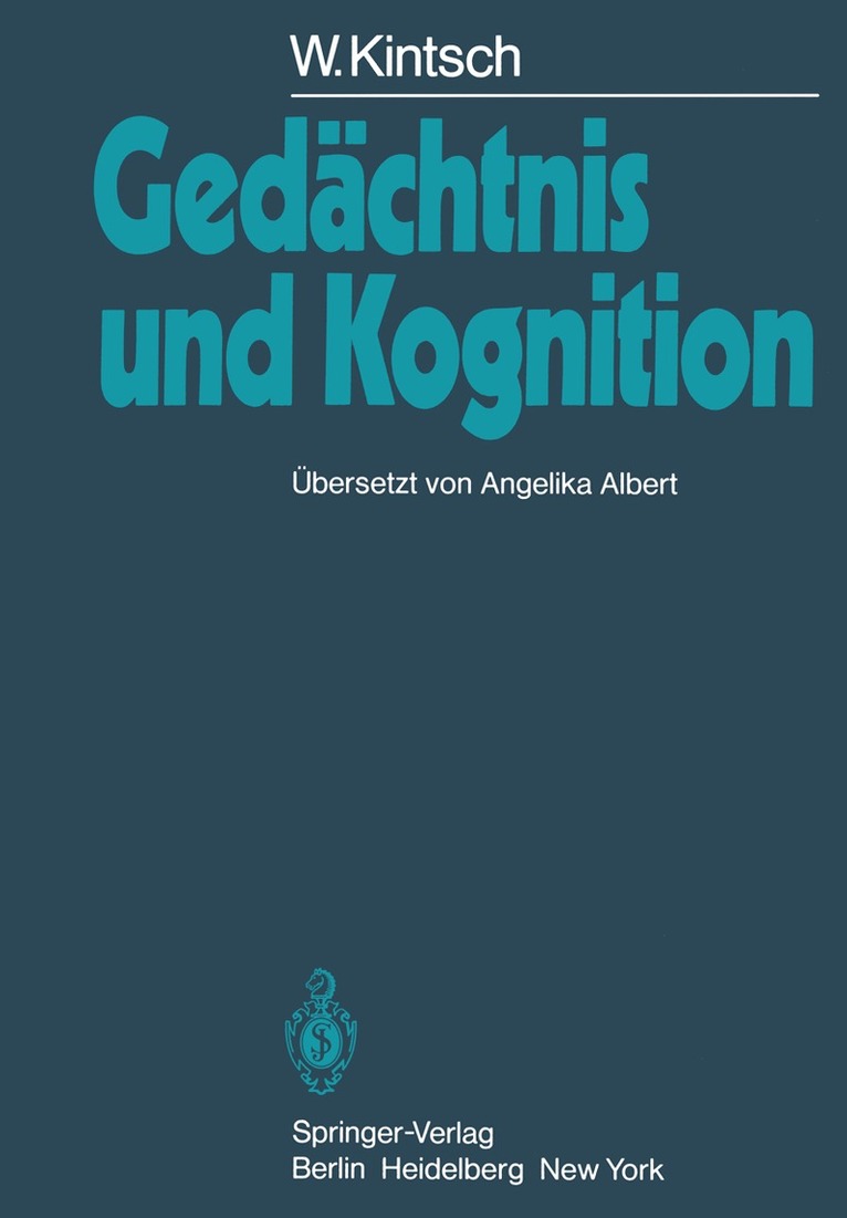 W. Kintsch - Gedächtnis und Kognition, Häftad