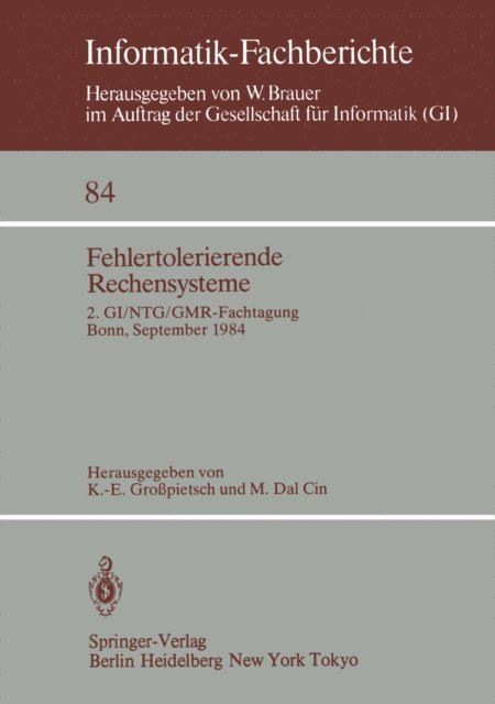 M. Dal Cin, K.-E. Grosspietsch - Fehlertolerierende Rechensysteme, E-bok