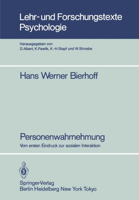 Hans Werner Bierhoff - Personenwahrnehmung, E-bok