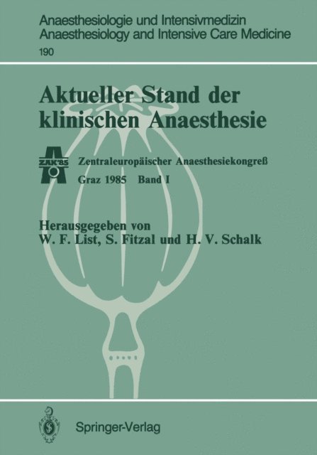 H.-V. Schalk, S. Fitzal, Werner F. List - Aktueller Stand der klinischen Anaesthesie, E-bok