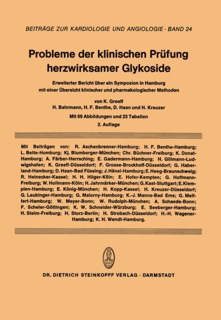 Klaus Greeff - Probleme der Klinischen Prüfung Herzwirksamer Glykoside, E-bok