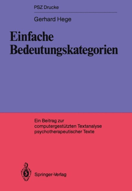 Gerhard Hege - Einfache Bedeutungskategorien, E-bok