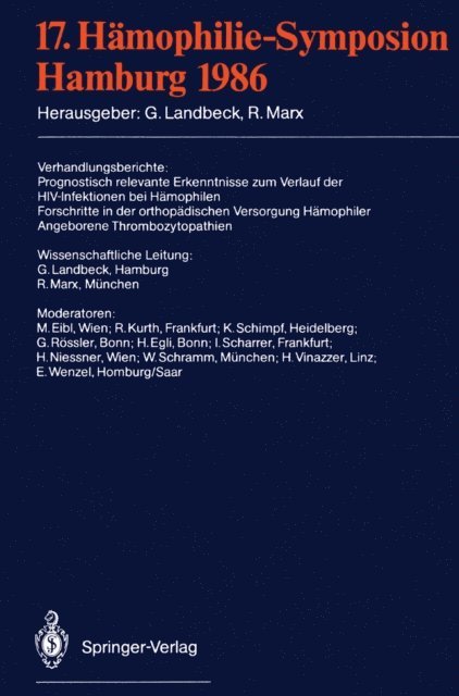 R. Marx, Gunter Landbeck - 17. Hämophilie-Symposion, E-bok