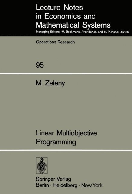M. Zeleny - Linear Multiobjective Programming, E-bok