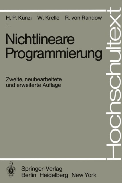 R. von Randow, W. Krelle, H.P. Kunzi - Nichtlineare Programmierung, E-bok