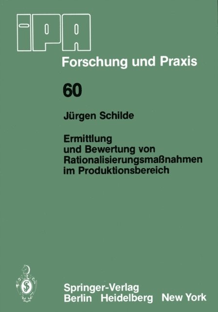 J. Schilde - Ermittlung und Bewertung von Rationalisierungsmaßnahmen im Produktionsbereich, E-bok