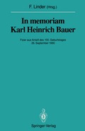 In memoriam Karl Heinrich Bauer