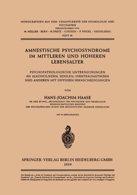 H.-J. Haase - Amnestische Psychosyndrome im Mittleren und Höheren Lebensalter, E-bok