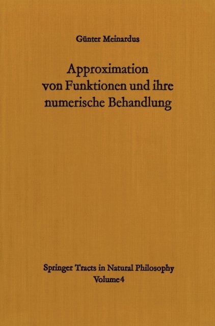Gunter Meinardus - Approximation von Funktionen und ihre numerische Behandlung, E-bok