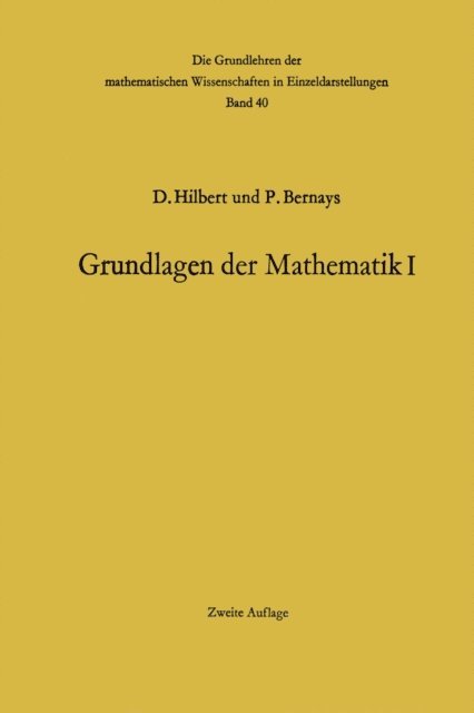 Paul Bernays, David Hilbert - Grundlagen der Mathematik I, E-bok