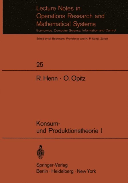 O. Opitz, R. Henn - Konsum- und Produktionstheorie I, E-bok