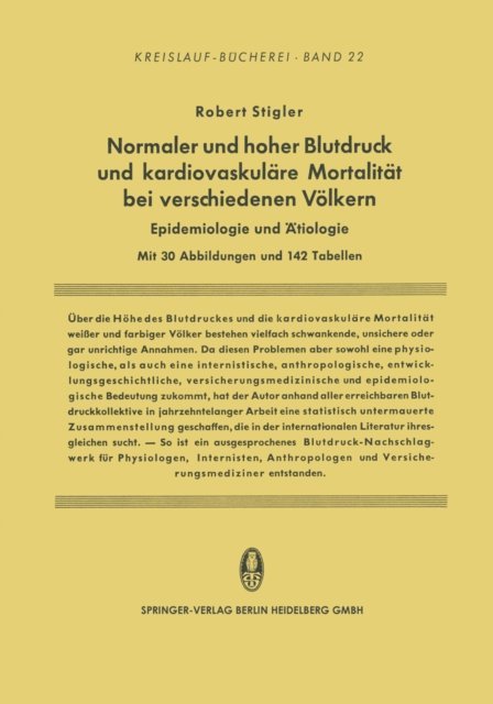Robert Stigler - Normaler und hoher Blutdruck und kardiovaskuläre Mortalität bei verschiedenen Völkern, E-bok