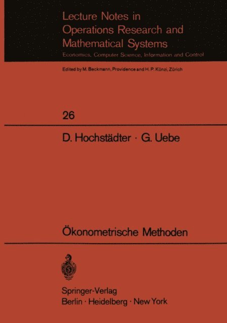 Gotz Uebe, Dieter Hochstadter - Ökonometrische Methoden, E-bok