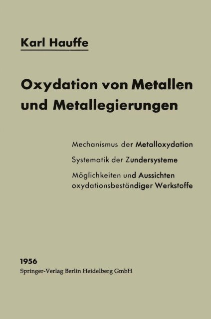 Karl Hauffe - Oxydation von Metallen und Metallegierungen, E-bok