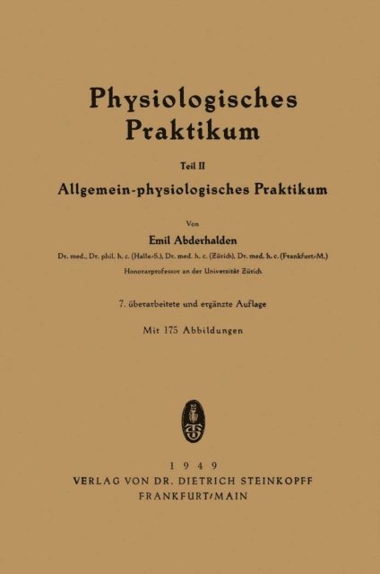 Emil Abderhalden - Physiologisches Praktikum, E-bok